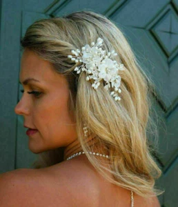 Braut Hochzeit Perlen Haarschmuck Haarblume Blume Schmuck Haarkamm Haarspange AA - Bild 1 von 6