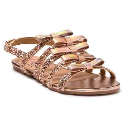 Sandalias planas Olivia Miller para niñas pequeñas talla US 2 oro rosa brillo Foto 1 de 4