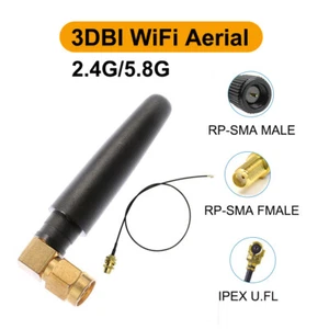 WiFi Pigtail RP-SMA IPEX 3DBI WLAN Antenne Router 2.4GHz 5.8GHz PC WiFi Antenne - Afbeelding 1 van 10
