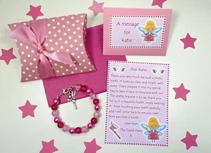 Personalised Tooth Fairy Letter, Bracelet, Gift Box, Tooth Fairy Gift, Pink - Picture 1 of 4