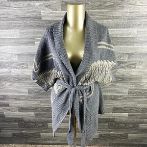 Cárdigan suéter envolvente de mezcla de lana gris con corbata frontal GAP para mujer talla grande - Imagen 1 de 10