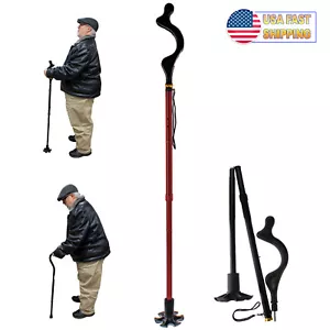 Posture Correction Walking Stick Cane - Self Standing Adjustable Height Foldable - Picture 1 of 11