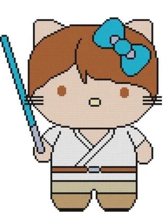 PUNTO DE CRUZ + PATRÓN ARTESANAL Hello Kitty Cat Luke Skywalker Mark Hamill Star Wars - Imagen 1 de 1