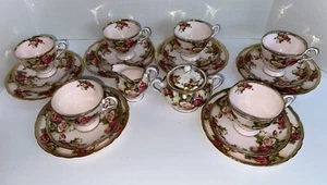 VTG Royal Tuscan PINK Rose Tea Cup Saucer Salad Sugar Bone China Wedgewood Set - Picture 1 of 10