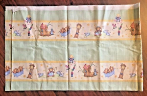 4 yards cotton fabric Four Borders entire length Story book baby green pastels - Picture 1 of 3