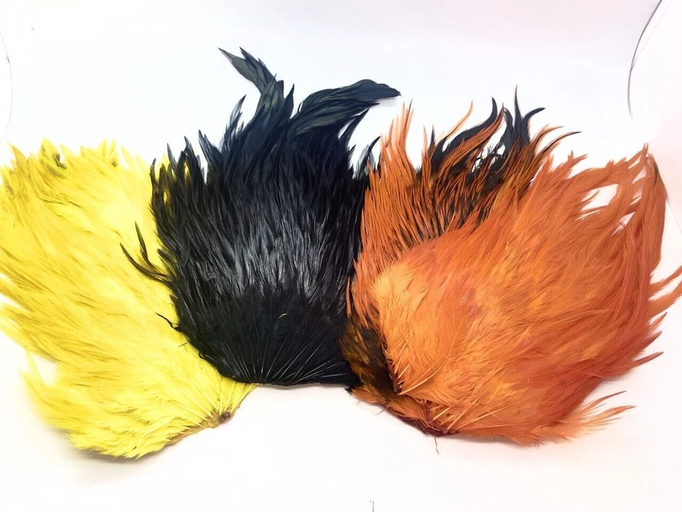 Gefärbter Indischer Hahnen Sattel, 3 Farboptionen, Lachs, Forelle - Bild 1 von 1