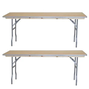 2 Pack 72in Folding Seminar Table Commercial Rectangular Birch Aluminum Edge - Picture 1 of 7