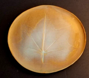 Crate and Barrel Serving Platter 13" Cake Plate Iridescent Maple Leaf Fall - Picture 1 of 12