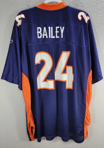 Men's Reebok NFL Equipment Champ Bailey Denver Broncos Jersey Blue Orange Sz XL Cover