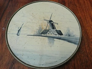 Keramik Windmühle Niederlande in Metall gefasster Tortenteller - Bild 1 von 6