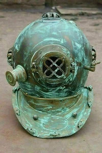 Vintage Boston Scuba US Navy Mark V Deep Sea Divers Diving Helmet Antique Brass - Picture 1 of 3
