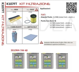 Maintenance Kit Fiat Punto Evo 1.3 Multijet 55kW from 2009 + 4L SELENIA 5W40 - Picture 1 of 1