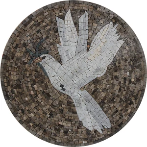 Mosaic Marble White Pigeon Animal Handmade Art Medallion Home Pool Design Floor - Picture 1 of 1