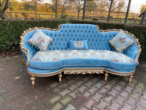 French Louis XVI Hand Carved Solid Wooden Settee- made to order Cover