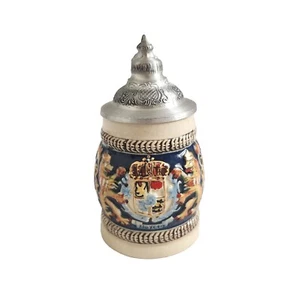 Vintage Keramik Mini Bierstein Zinndeckel Bayern Germany Wappen Argyle - Bild 1 von 12