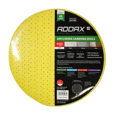 SUREPROMISE ONE STOP SOLUTION FOR SOURCING TIMCO Addax Drylining Sanding Disc 225mm 25PK 40,60,80,120,180,220 Flex Giraffe