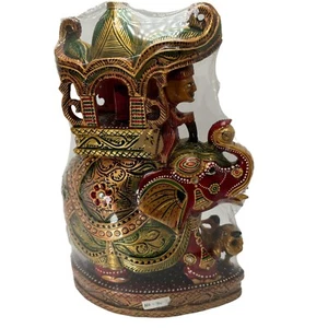 Ambabari Elephant Hand Carved Wooden Painted India 10” Statue Detailed - Picture 1 of 11