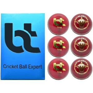 BT Red Cricket Ball - Pack of 6 Genuine Leather Cricket Balls Match & Practice - Bild 1 von 11