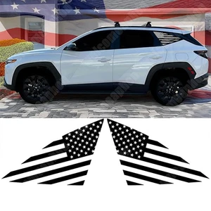 For Hyundai Tucson Pre-Cut Vinyl Decal US Flag Design Matte Black Rear Window - Picture 1 of 7