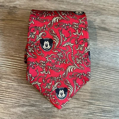 Corbata roja vintage de Mickey Mouse de Disney hecha exclusivamente para Walt Disney Company Foto 1 de 4