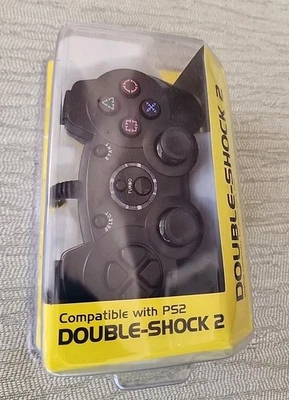 Old Skool Double-Shock 2 Wired Controller For PlayStation 2 PS2 - Black NEW - Image 1 of 4