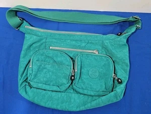Kipling Crossbody Bag Purse Awesome Green Nylon Strap/many Pockets - Picture 1 of 16