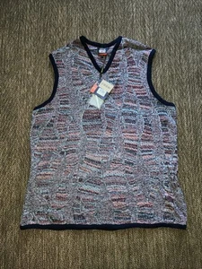 VTG COOGI Down Under Blue 3D Knit V Neck Sweater Vest Patriot Blue Mens 4XL NWT - Picture 1 of 22