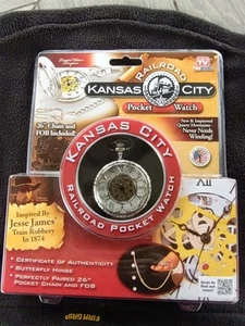 NEU 2013 Kansas City Railroad Taschenuhr inspiriert von Jesse James Zugraub - Bild 1 von 10