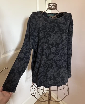 Camisa Lauren Ralph Lauren Manga Larga Talla 1X Negra Gris Informal Estampado Floral Encaje Foto 1 de 4