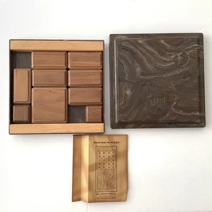Vintage Wm. F. Drueke & Sons Square Puzzle No. 561P Deluxe Walnut Blocks 1960s - Picture 1 of 7