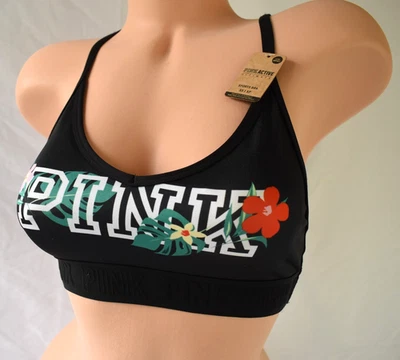 Victoria's Secret XSMALL *PINK* ACTIVE ULTIMATE LINED SPORTS BRA *Floral Logo* - Image 1 of 4