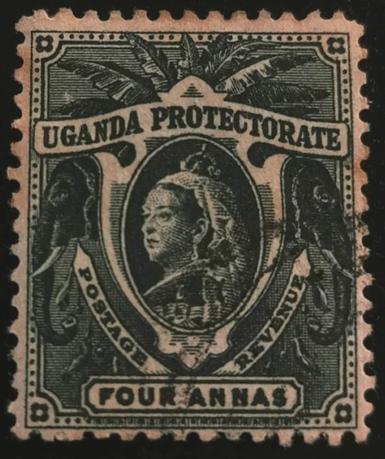 Uganda: Reina Victoria 1898, 4 A.  (Sello coleccionable). Foto 1 de 1