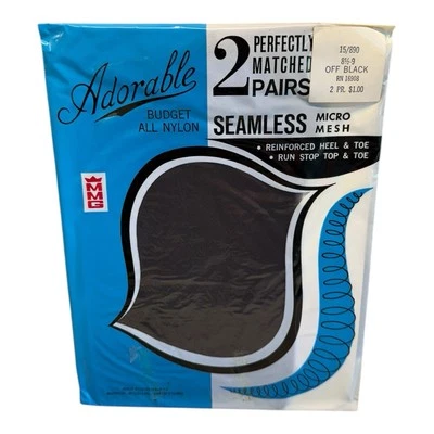 2pr Adorables Medias de Micro Malla Sin Costuras Puntera de Talón Reforzada 8 1/2-9 Negro Foto 1 de 2