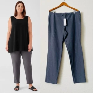 NWT Eileen Fisher 1X Washable Stretch Crepe slim pants in Ash gray - Picture 1 of 7