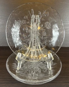 4 Kosta Boda Schweden Ulla von Kjell Engman 7 3/8" Klarglas Salatteller Floral - Bild 1 von 9