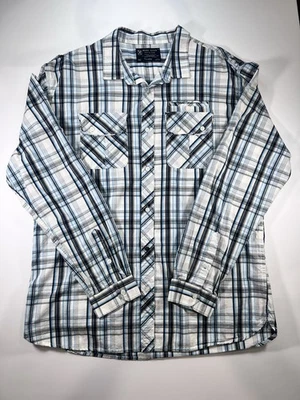 Blue, Black & White Plaid  Size Large By MARC ECKO CUT & SEW LS - Image 1 of 4