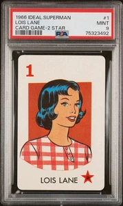 SUPERMAN 1966 IDEAL TOY CORP. CARD GAME #1 LOIS LANE PSA 9 MINT POP 3 RARE - Picture 1 of 2