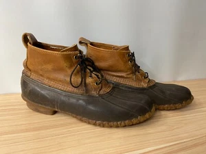 Vintage LL Bean Boots Men's 12 Brown Ankle Hunting Shoe Gumshoe Made In USA - Picture 1 of 16