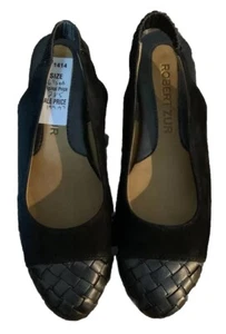 Robert Zur Leather Suede Woven Rounded Toe Sling Back Flats 6 1/2 AA Retail $285 - Picture 1 of 8