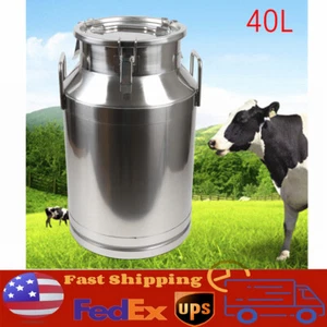 Stainless Steel 40L/10.56 Gallon Milk Can - Heavy Duty Farm Milk Jug Milk Bucket - Picture 1 of 9