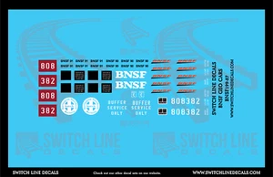 Juego de calcomanías escala HO BNSF 90 91 Geo coches y coche amortiguador - Imagen 1 de 1