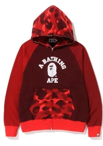 A BATHING APE BAPE Relaxed Color Camo College Hoodie mit durchgehendem Reißverschluss rot 2XL XXL neu mit Etikett - Bild 1 von 2