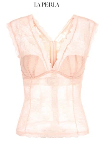 LA PERLA COCKTAIL LOOKS Light nude sleeveless top in Leavers lace- IT 42B - Bild 1 von 5