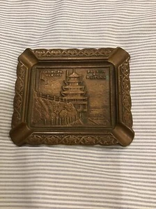 Vintage Cast Brass AshTray Pagoda Mt. Penn Reading PA USA Historical Landmark - Picture 1 of 5