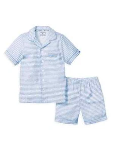 [NEW] Petite Plume boys 2-PieceLa Mer Classic Short Pajama (SZ:2/ WHITE/ Navy) - Picture 1 of 8
