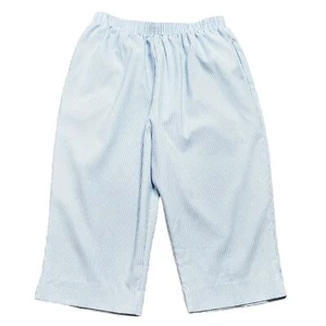 BonWorth Pants VTG Womens Size L Blue White Striped Seersucker Cropped Pull On - Picture 1 of 4