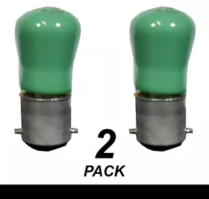 2 x 15W Green Coloured Pilot Light Globes Bulbs Lamps B22 Bayonet BC - Picture 1 of 4