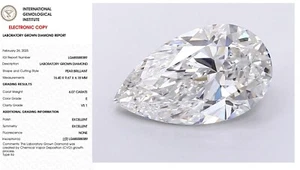 6.07 Pear Cut Lab Grown Diamond For Engagement Ring IGI Certify E VS1 - Picture 1 of 10