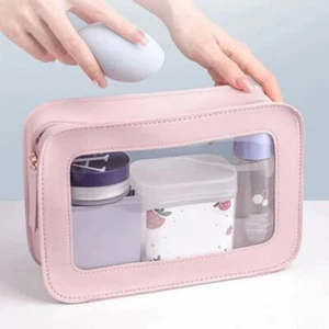 Transparent Window Travel Cosmetic Bag Large Capacity Women Wash Pack Men - Picture 1 of 17