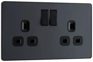 BG Evolve PCDMG22B Matt Grey 13A Double Switched Socket - Picture 1 of 12